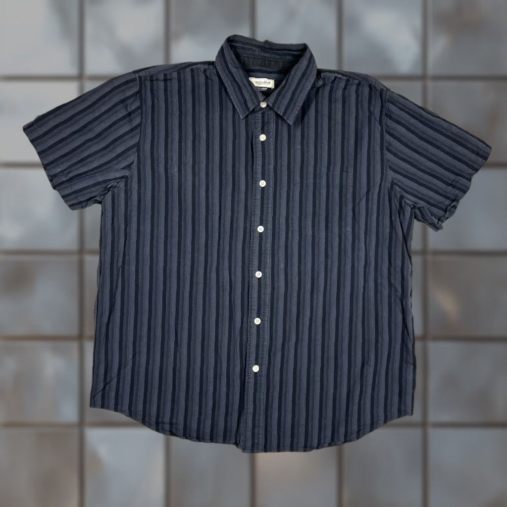 Anchor Blue VINTAGE Anchor Blue Men’s Button-Up Shirt XXL Black Striped Short Sleeve Casual Button-Up Shirt Size US XXL / EU 58 / 5 - 1 Thumbnail