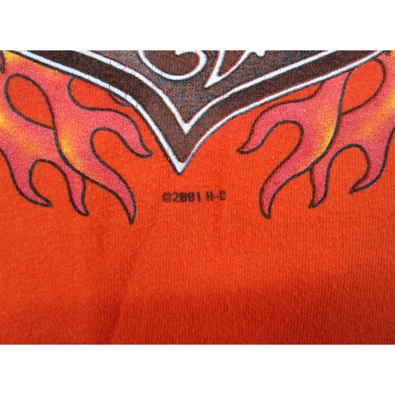 Harley Davidson VINTAGE Y2K 2001 Harley Davidson Engine Flames Double Sided Orange Shirt Size XL Size US XL / EU 56 / 4 - 3 Thumbnail