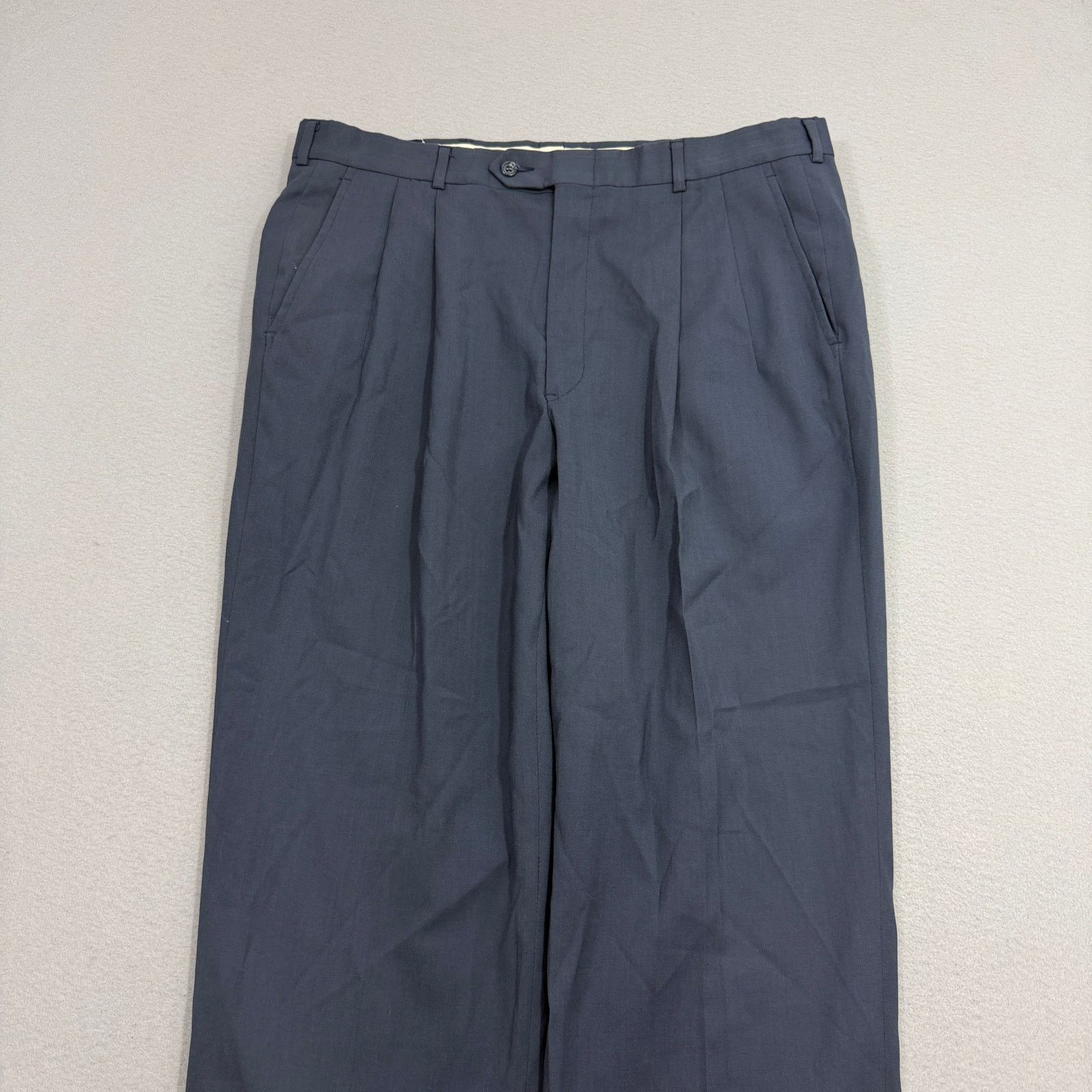 Vintage Vintage Palm Beach Pleated Trousers Men's 36x30 Blue 80s Size US 36 / EU 52 - 2 Thumbnail
