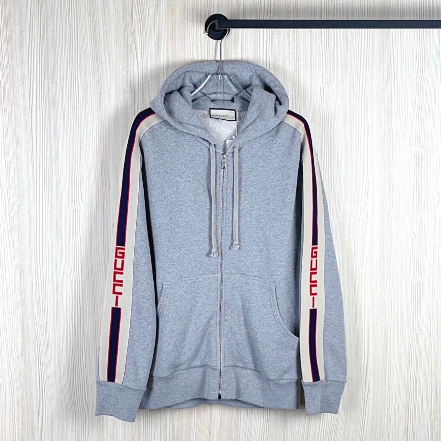 Gucci gucci gray zip-up hoodie with logo stripes Size US XL / EU 56 / 4 - 1 Thumbnail