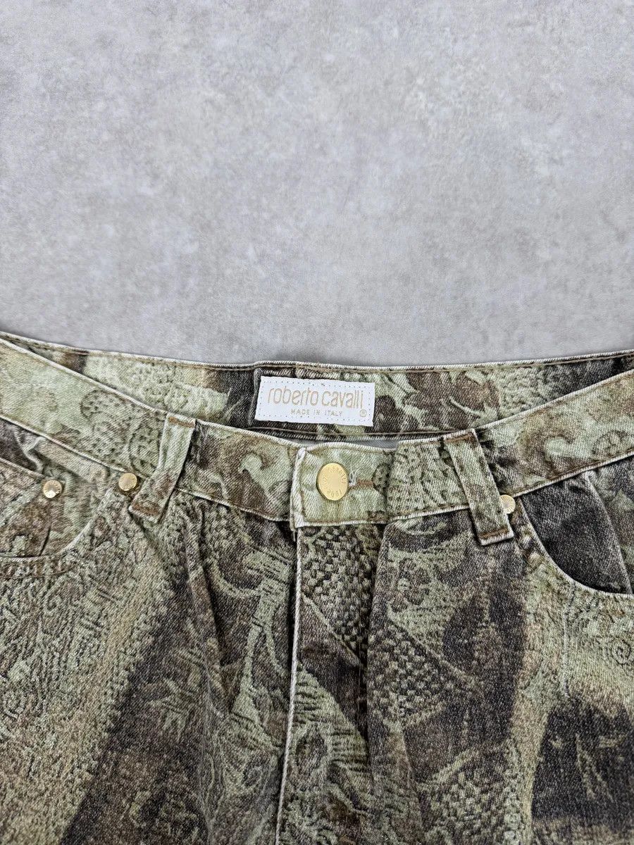 Roberto Cavalli 2000s Roberto Cavalli Mozaic Green Abstract Forest Pants Size US 30 / EU 46 - 7 Thumbnail