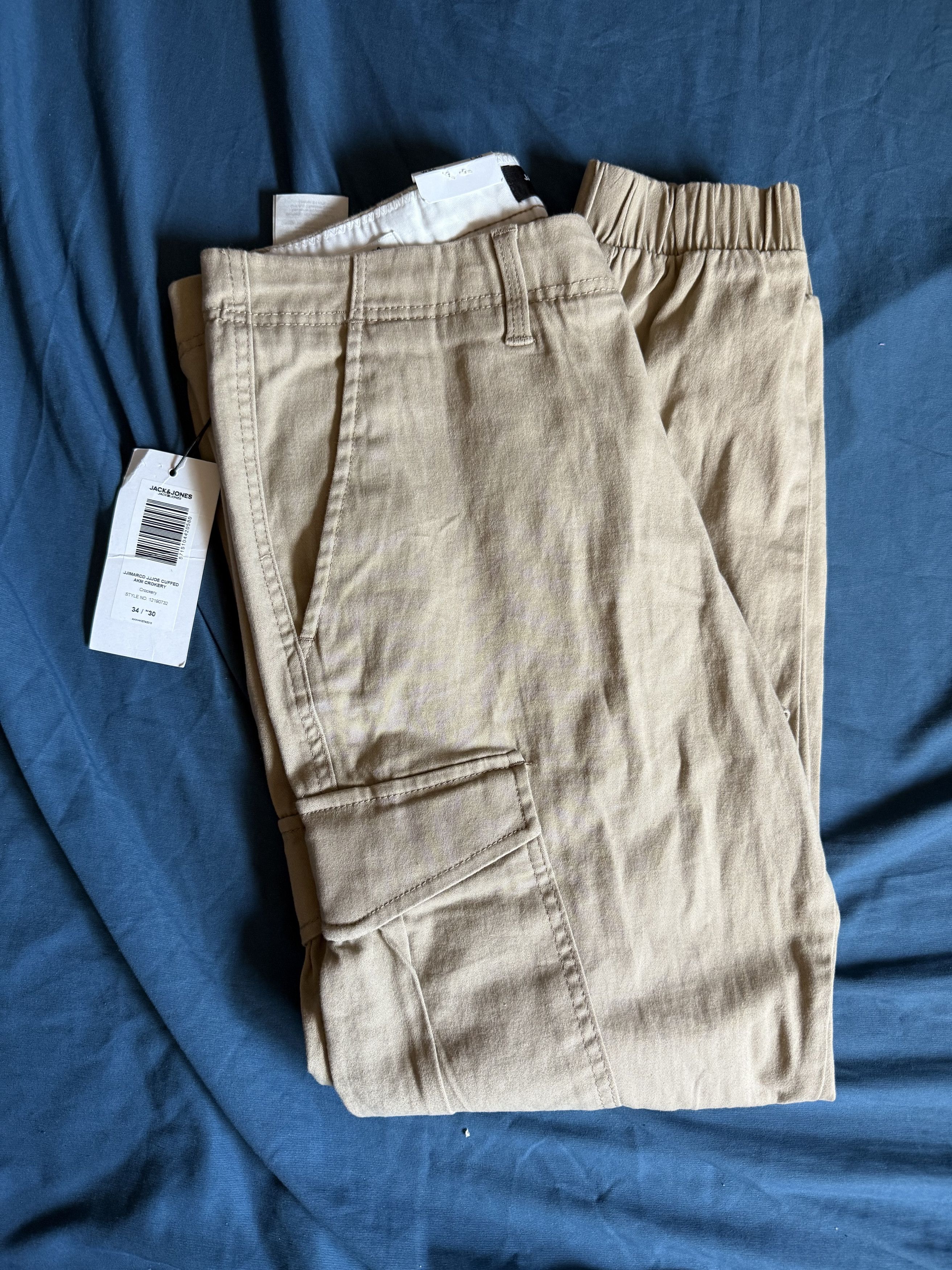 Jack & Jones JACK & JONES Slim Marco Beige Cargo Pants Joggers Mens 34x30 Size US 34 / EU 50 - 1 Thumbnail