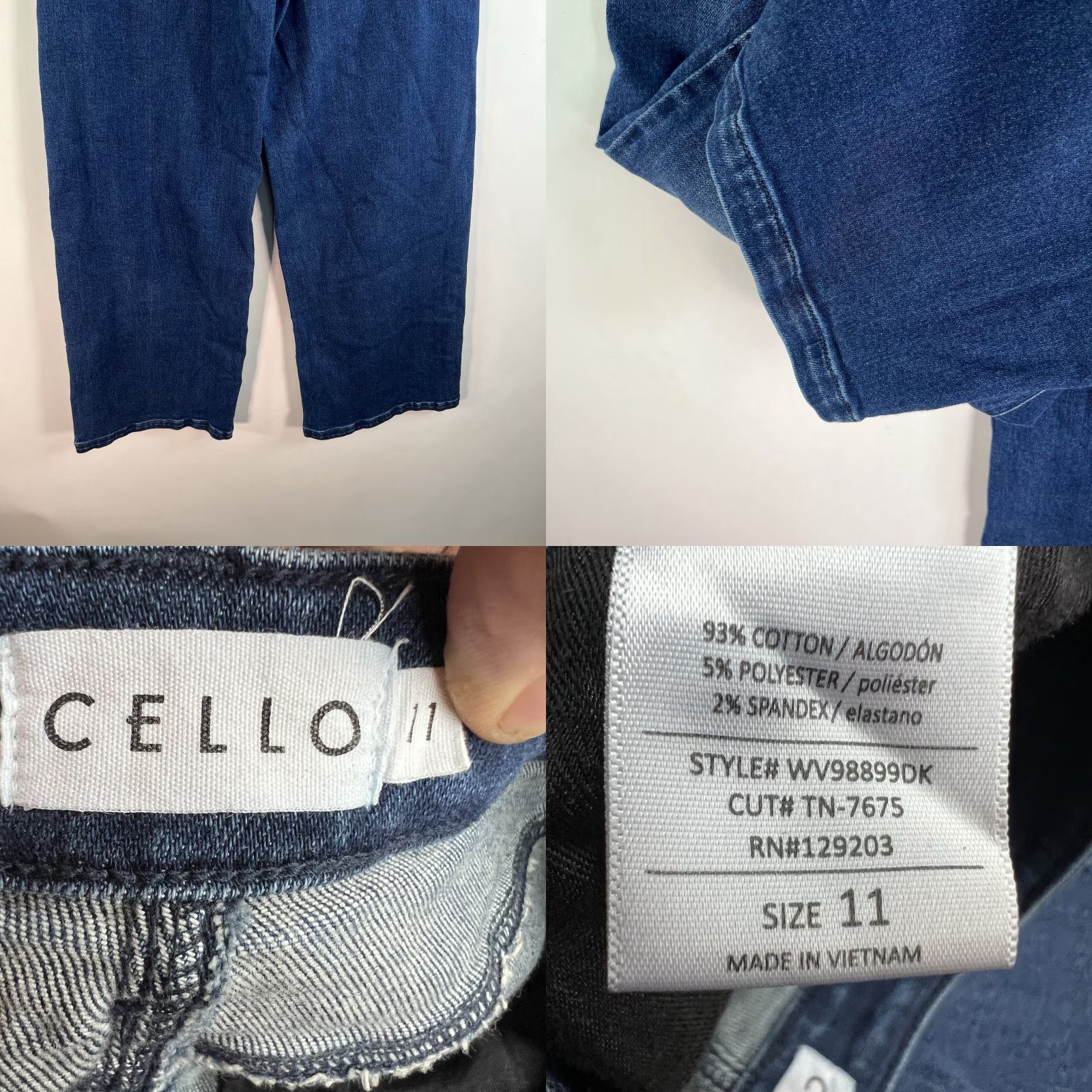 Denime Cello Denim Jeans Wide-Leg Flare Blue 30x33 Stretch Womens Size 11 Size 32" / US 10 / IT 46 - 8 Thumbnail