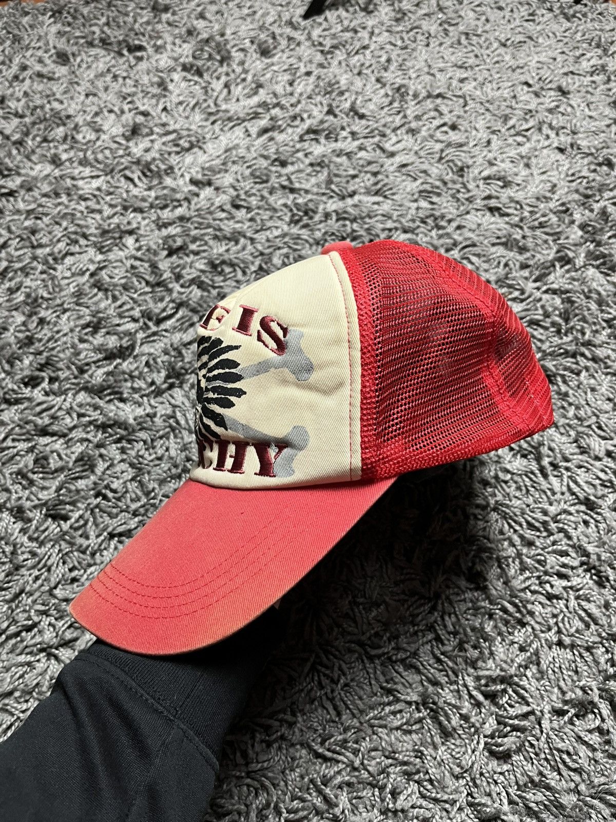Japanese Brand Japanese Brand "Life Is Peachy" Distressed Trucker Cap Size ONE SIZE - 1 Thumbnail