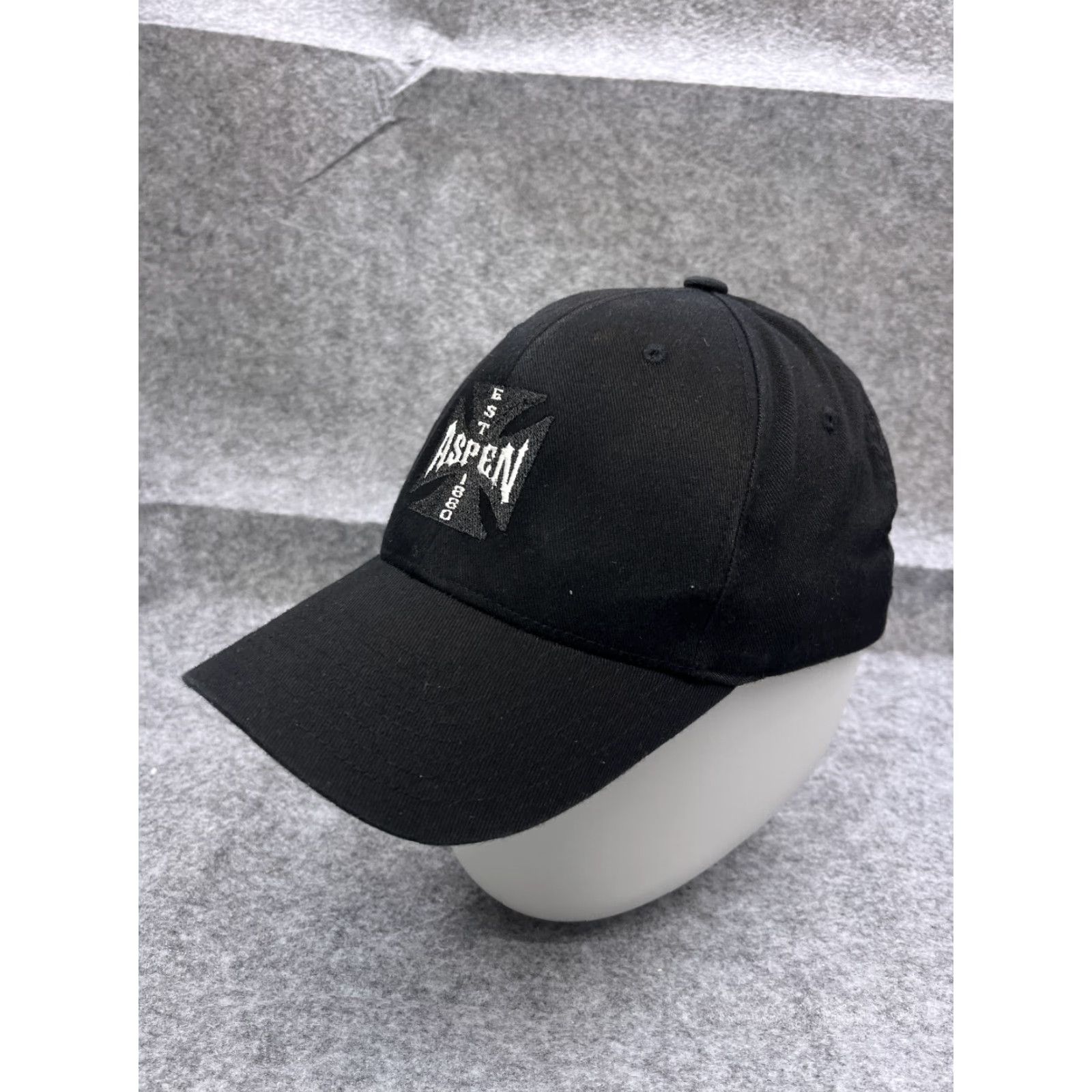 Vintage Yupoong Hat Adult One Size Black Poly Cotton Spandex Strap Back Sports Size ONE SIZE - 4 Thumbnail