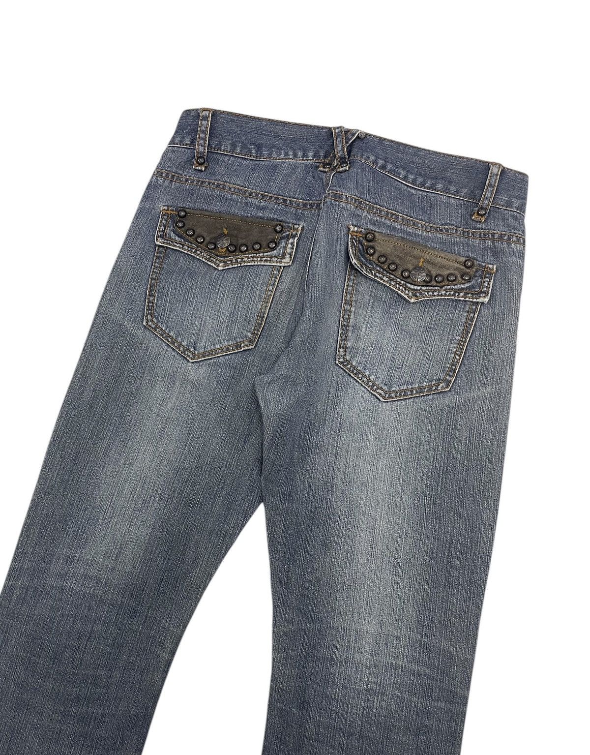 5351 POUR LES HOMMES 291295=Homme Studded Leather Pocket Jeans Size US 31 - 6 Thumbnail