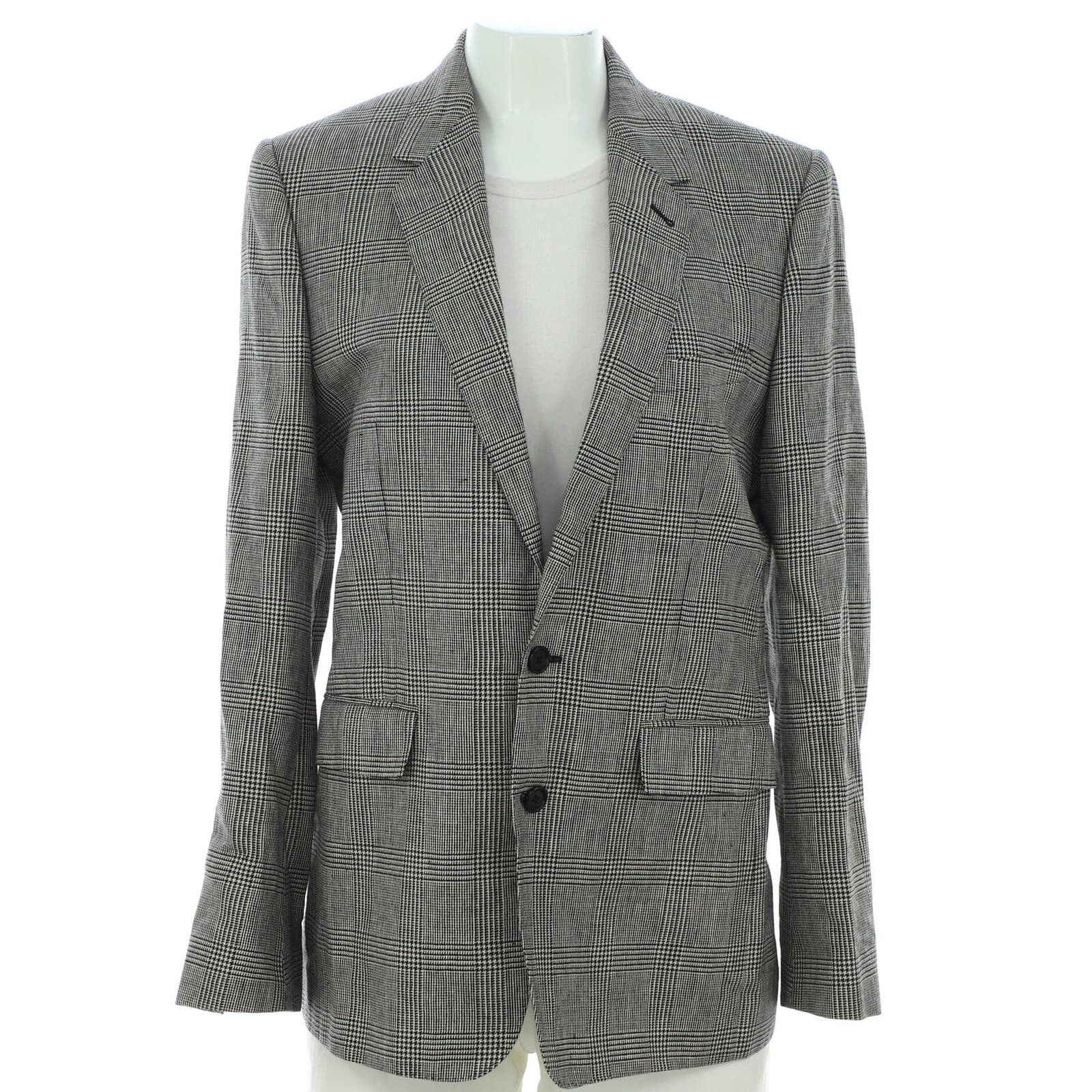 image of Celine Women's Classic Blazer Houndstooth Wool And Linen None in Grey (Size XL)