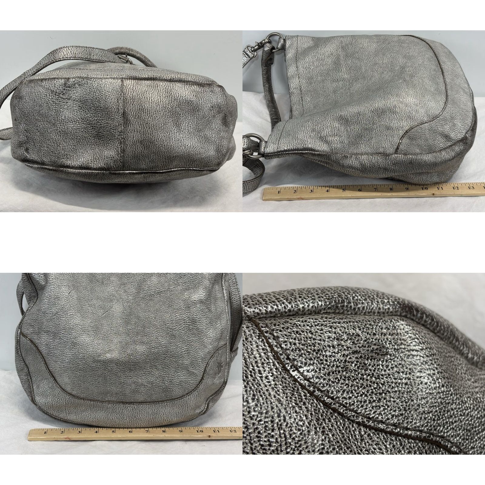 Frye Frye Melissa Hobo Bag Silver Leather Magnetic Top Handle Purse Women Medium Size M / US 6-8 / IT 42-44 - 8 Thumbnail