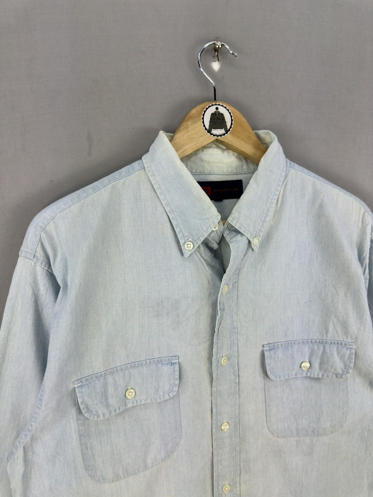 Edwin Edwin Double Pocket Denim Flannel Shirt Button Up Size US L / EU 52-54 / 3 - 2 Thumbnail