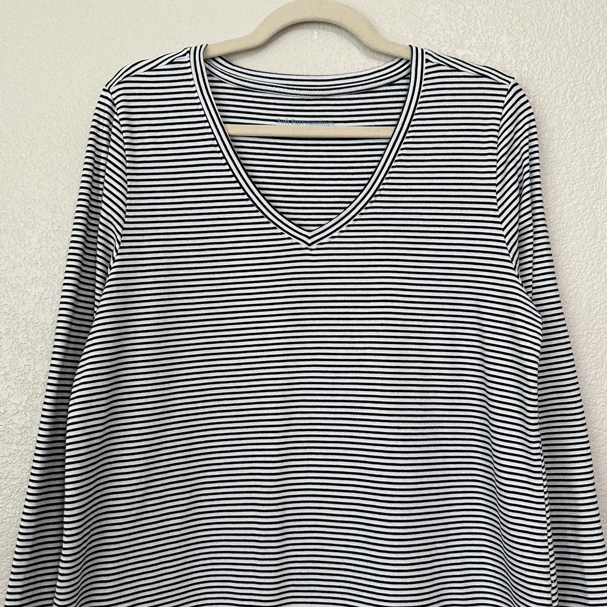 Other Soft Surroundings Pima Cotton V-neck Long Sleeves Tee Size L / US 10 / IT 46 - 3 Thumbnail