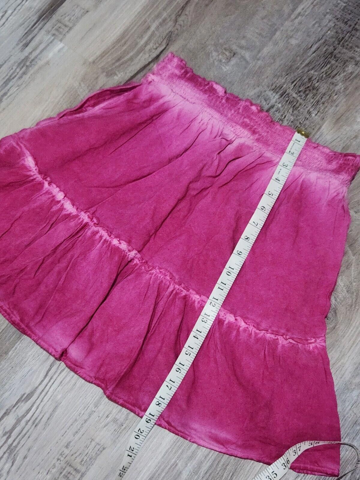 Designer Pilcro Skirt small Pink Tiered Elastic Waist Viscose Linen Size 28" / US 6 / IT 42 - 7 Thumbnail