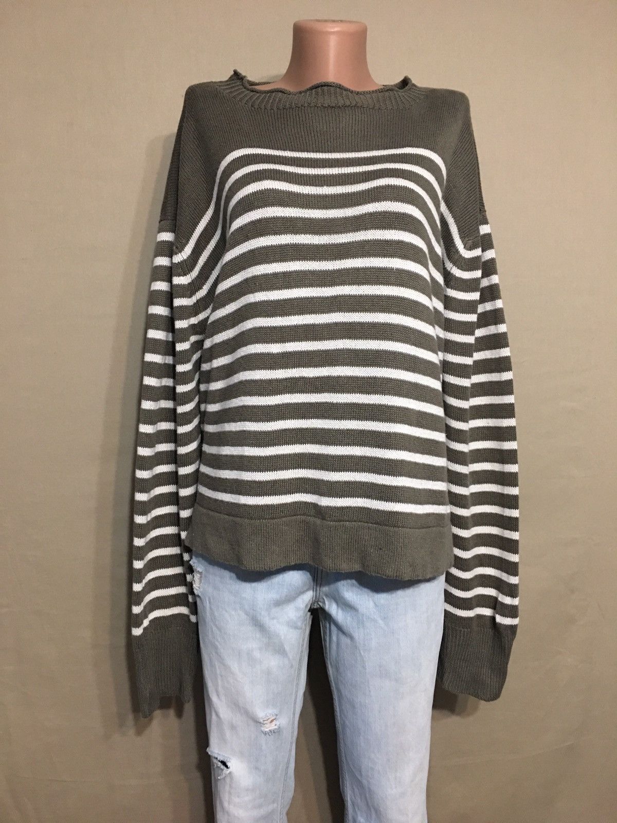 Margaret Howell Linen Cotton Stripped Womens Sweater UK 14