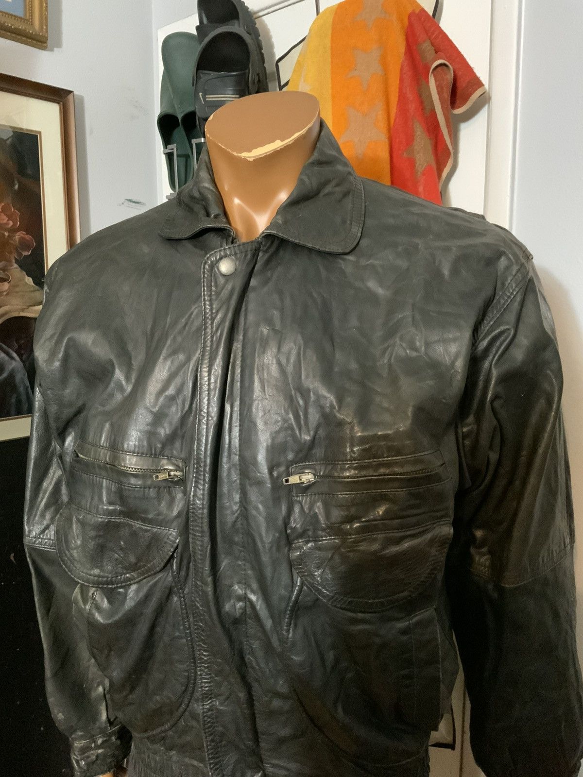 Vintage Vintage Motorcycle Bike Lamb Goat Skin Zip Bomber Jacket Size US L / EU 52-54 / 3 - 17 Thumbnail