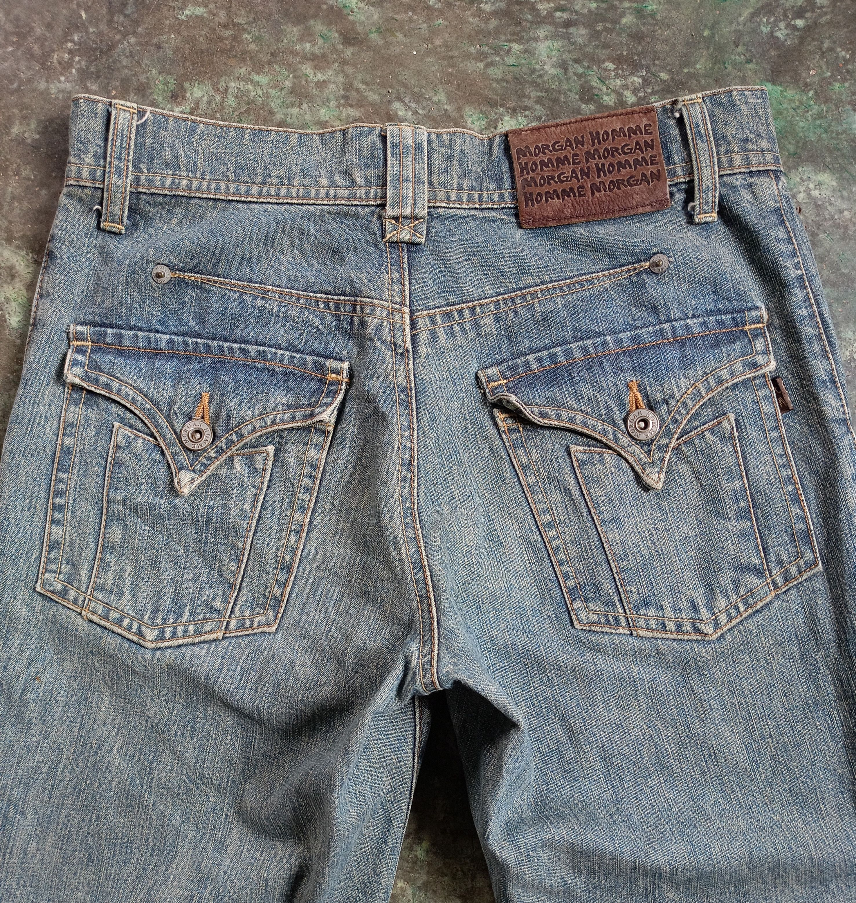Japanese Brand 2000s Morgan Homme - ifsixwasnine style Flare Denim Pants Size US 28 / EU 44 - 7 Thumbnail