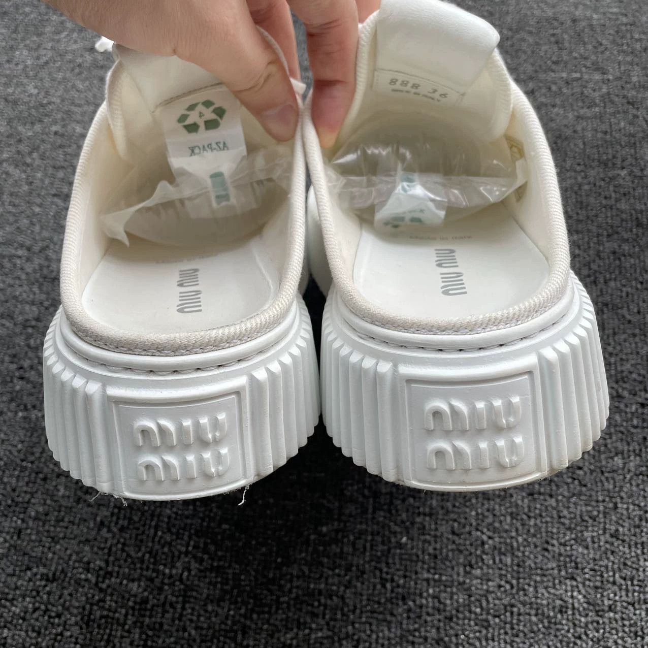 Miu Miu MIU MIU white denim sneakers Size US 5.5 / IT 35.5 - 3 Thumbnail