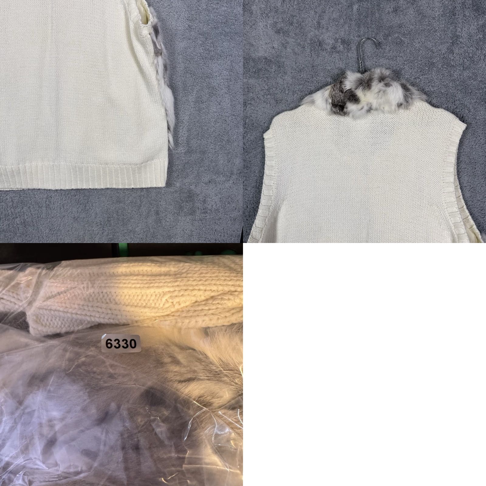 Vintage CJ Banks Sweater Womens 3X Real Rabbit Fur Cable Knit Full Zip Vest Cream Ivory Wool? Size XXL / US 16-18 / IT 52-54 - 9 Thumbnail