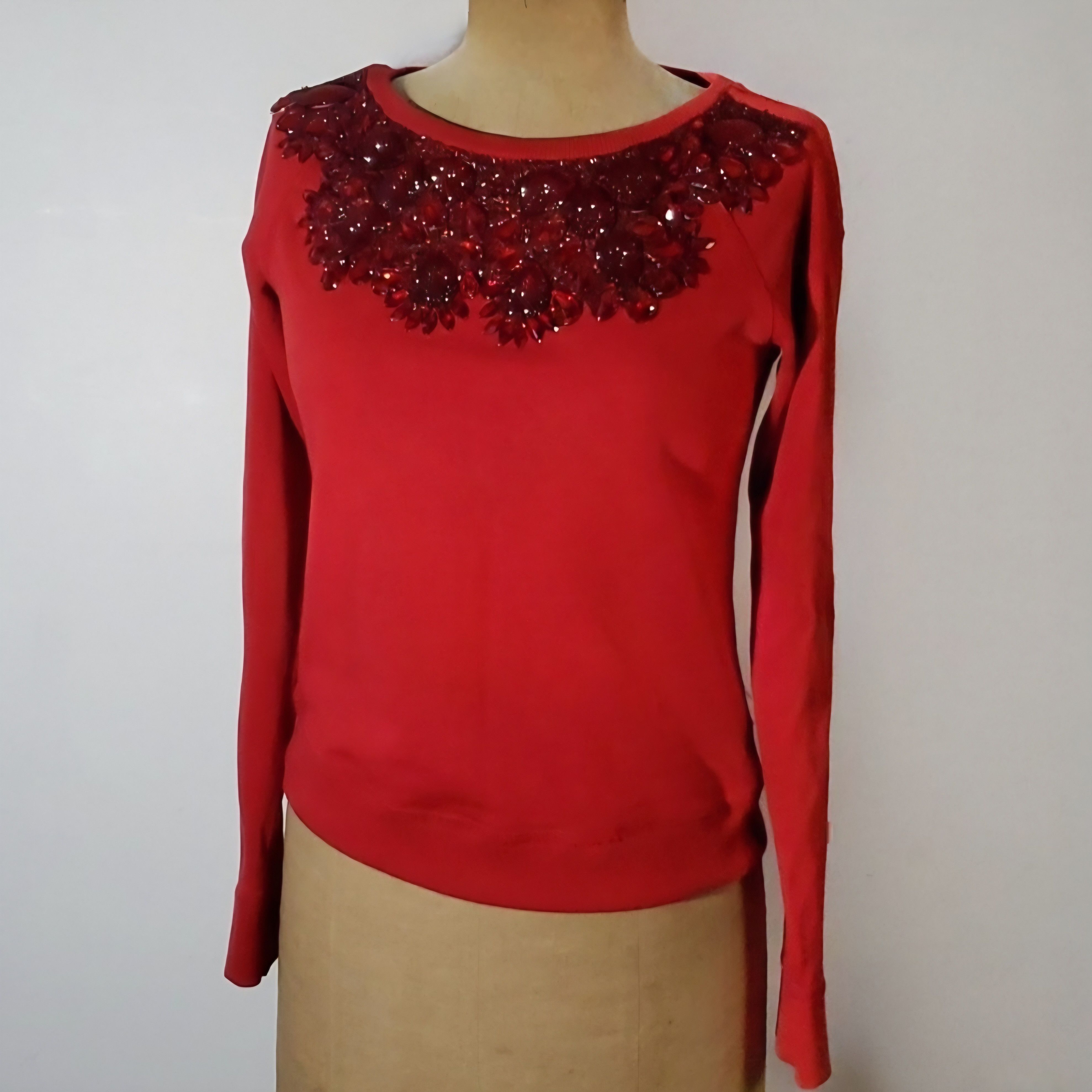 Other Needle & Thread S/M Sweatshirt Glisten Zip Crew Red Cotton Size S / US 4 / IT 40 - 1 Thumbnail