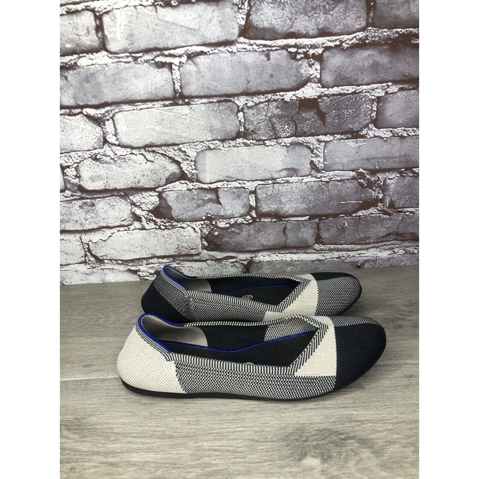 Other Rothy’s The Flat Captoe Dove Grey Black Plaid Knit Round Bal Size US 9 / IT 39 - 11 Thumbnail