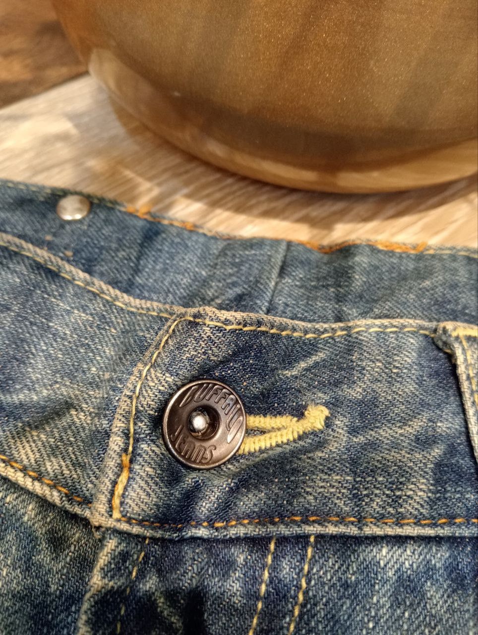 BUFFALO BOBS BUFFALO JEANS JAPAN HAGI MIX LEATHER FLARED DENIM PANTS Size US 30 / EU 46 - 7 Thumbnail