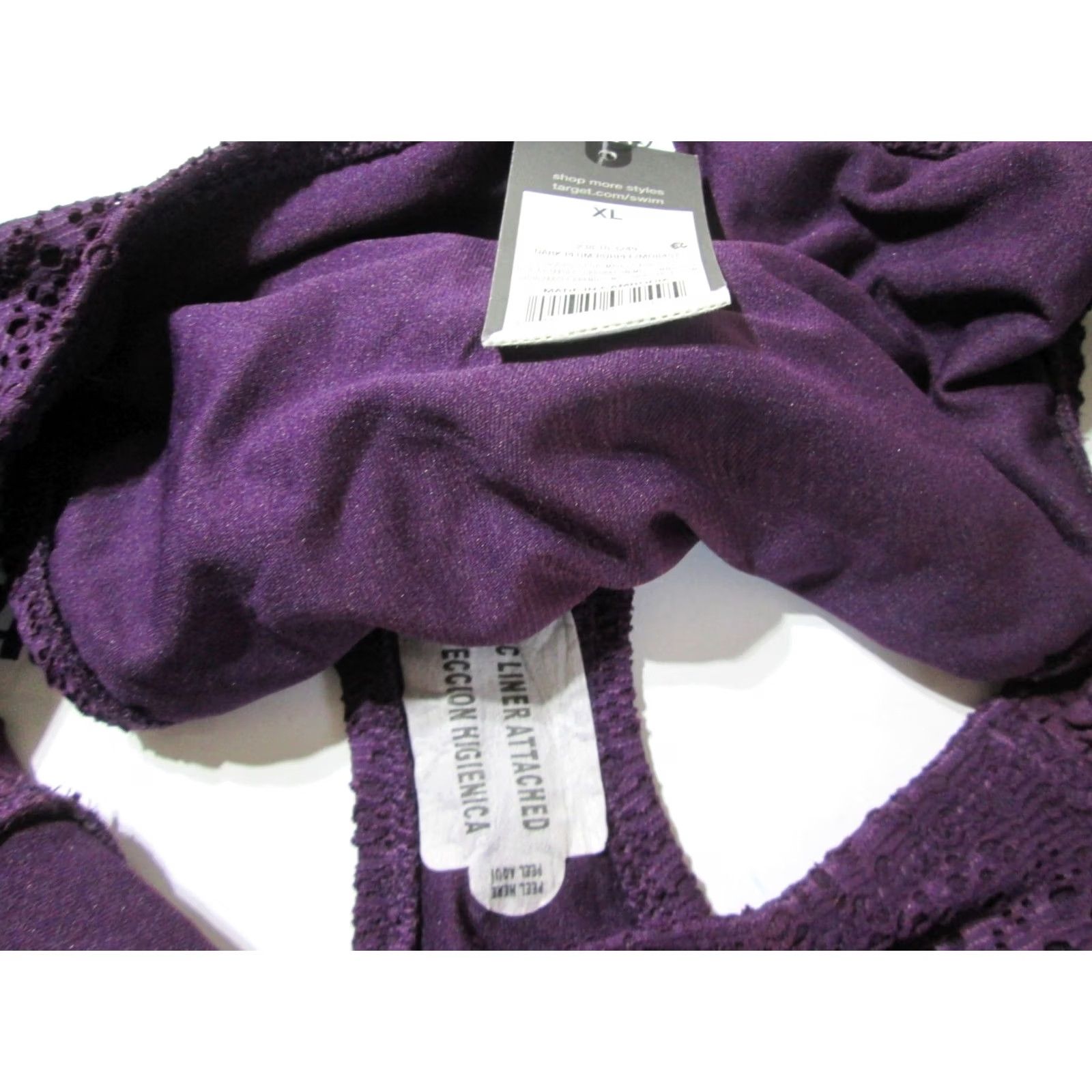 Mossimo Mossimo Bikini Bottom XL Purple Ruched Side Crochet Beachwear Womens Bottom NWT Size 40" / US 18 - 4 Thumbnail