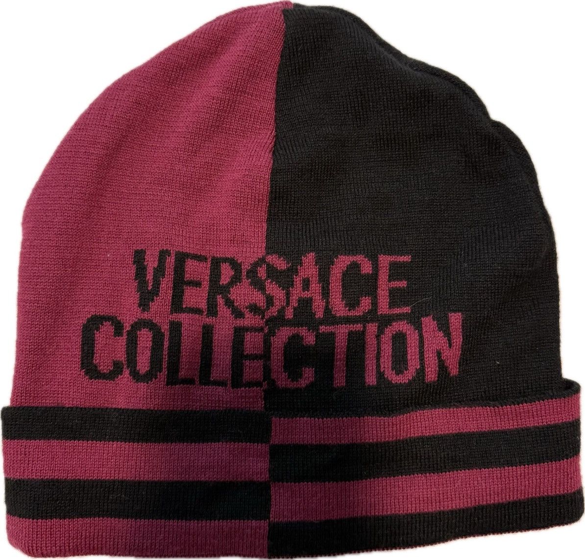 Versace Pink and Black Versace Collection Beanie Size ONE SIZE - 1 Thumbnail