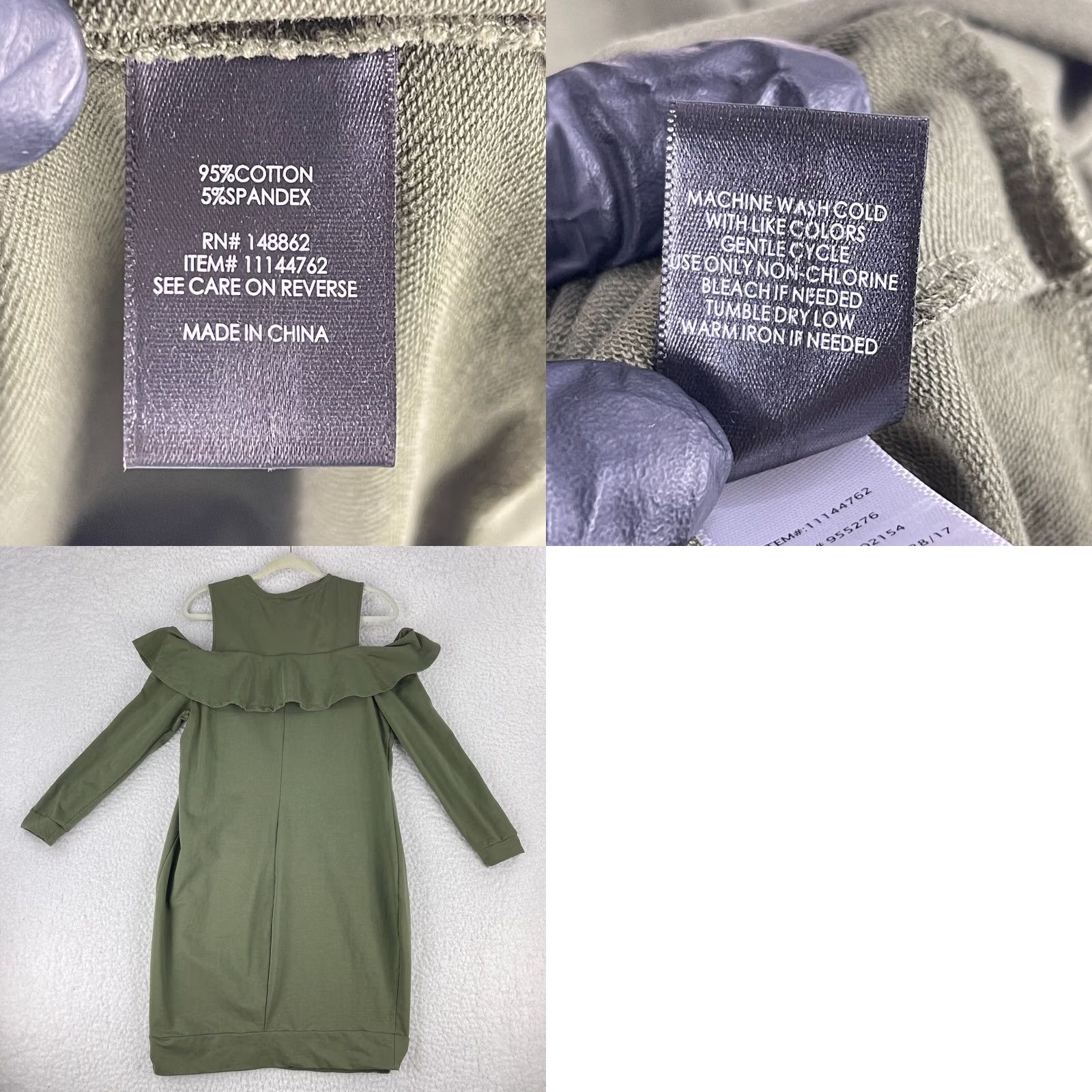 Torrid Torrid Olive Green Ruffled Knit Sweatshirt Cold Shoulder Dress Womens Size 10 Size L / US 10 / IT 46 - 8 Thumbnail