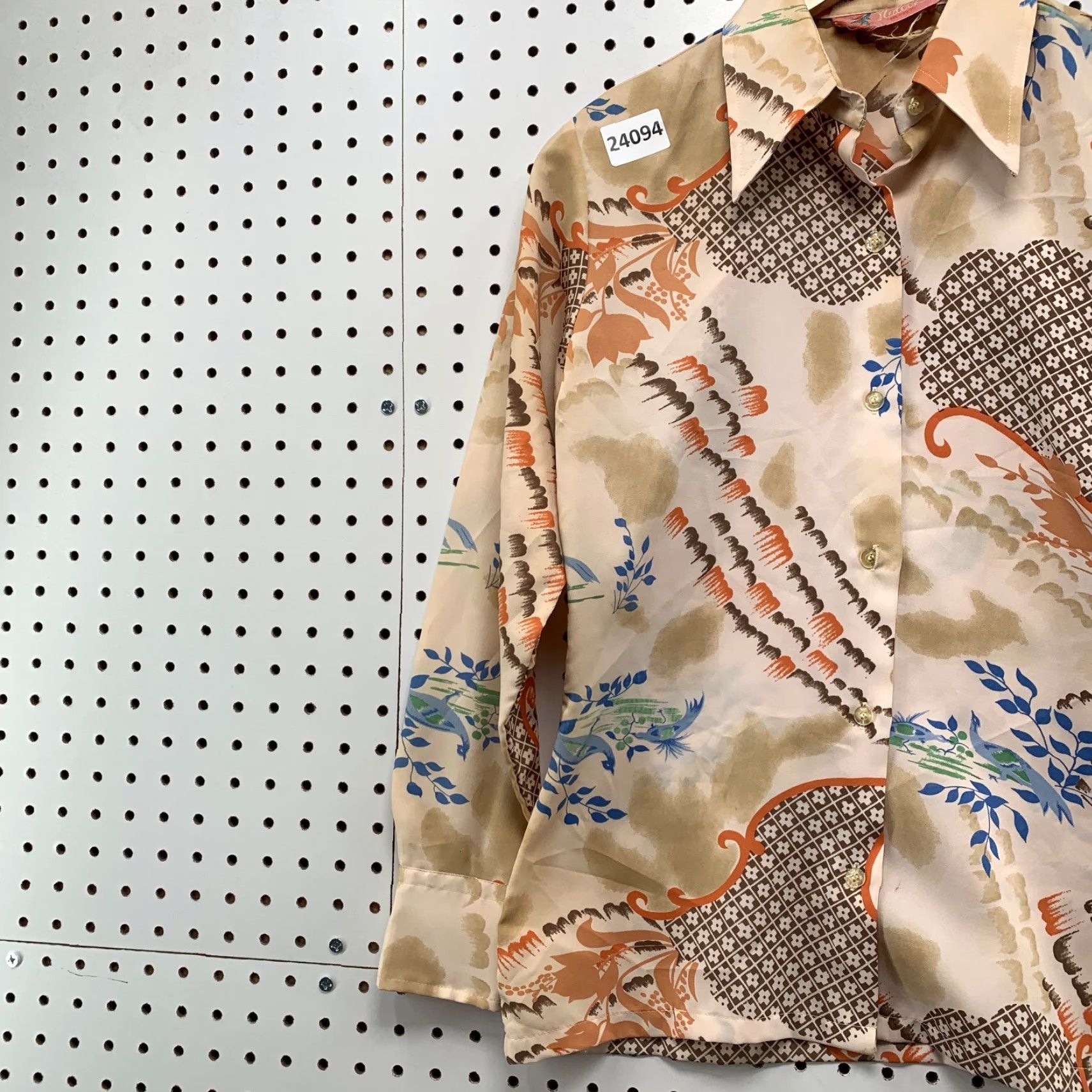 Vintage VINTAGE Nulook Women's Button-Up Shirt M Brown Japanese Koi Fish 70s Floral Pattern Size M / US 6-8 / IT 42-44 - 3 Thumbnail