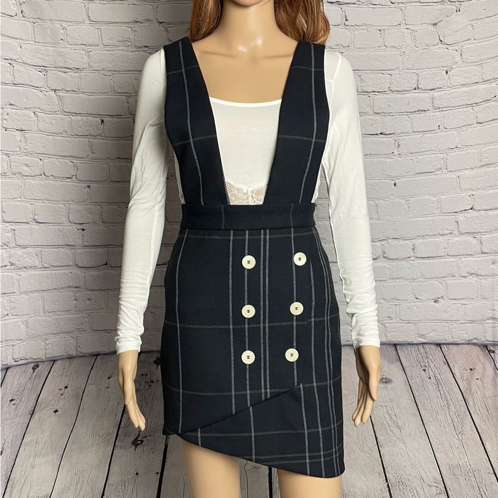 Maje NWT New $325 Maje Jola Checked Woven Pinafore Skirt Dress S Size XS / US 0-2 / IT 36-38 - 3 Thumbnail