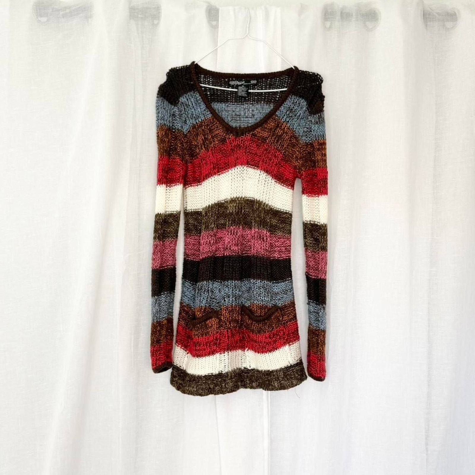 Other ✿ y2k striped knit sweater dress mini long sleeve ✿ Size M / US 6-8 / IT 42-44 - 2 Thumbnail