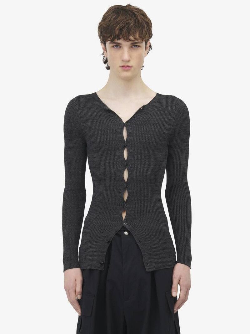 Alexander McQueen o1srvl11e0226 Rib Knit Cardigan In Black Size US XL / EU 56 / 4 - 3 Thumbnail