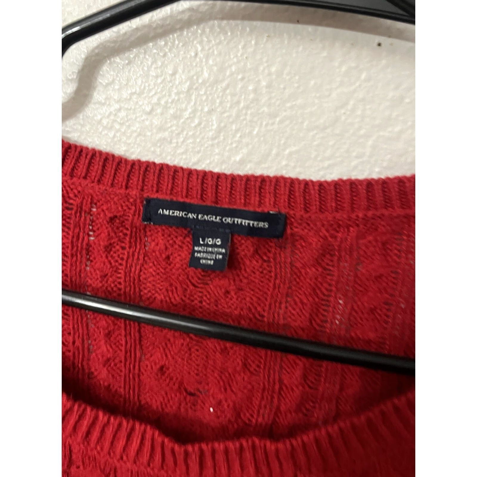 American Eagle Outfitters American Eagle Outfitters Cable Knit Sweater Women Large Red Cotton Blend Pullover Cable-Knit Christmas College Preppy Womens Size L / US 10 / IT 46 - 3 Thumbnail