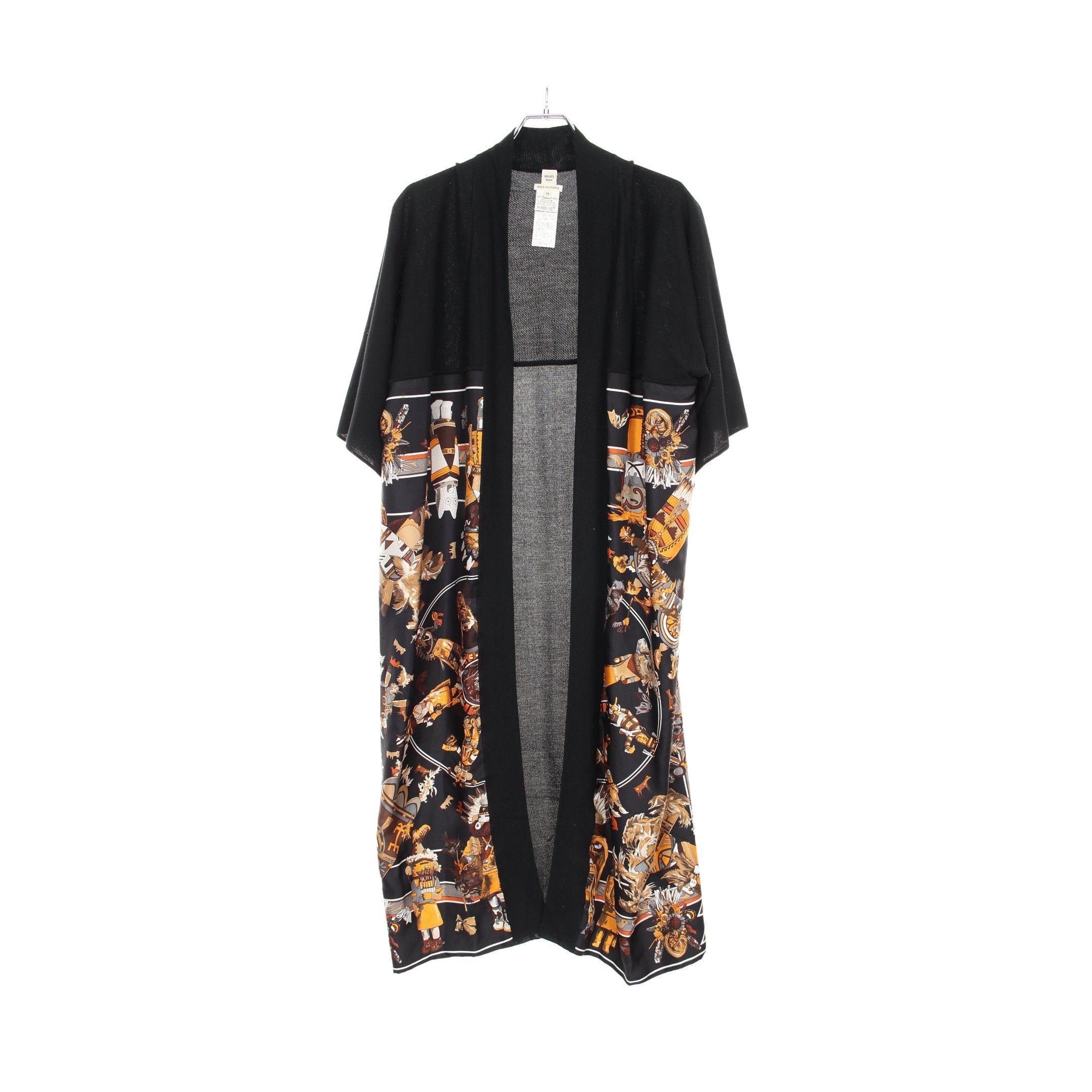 Hermes Hermes Long Cardigan Silk Black Multicolor Color-Block Size ONE SIZE - 1 Thumbnail