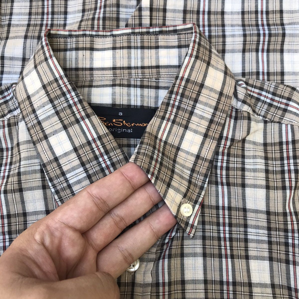 Ben Sherman × Vintage Ben Sherman 70s Button Down Trimfit Shirt 3 finger colar Size US M / EU 48-50 / 2 - 9 Thumbnail