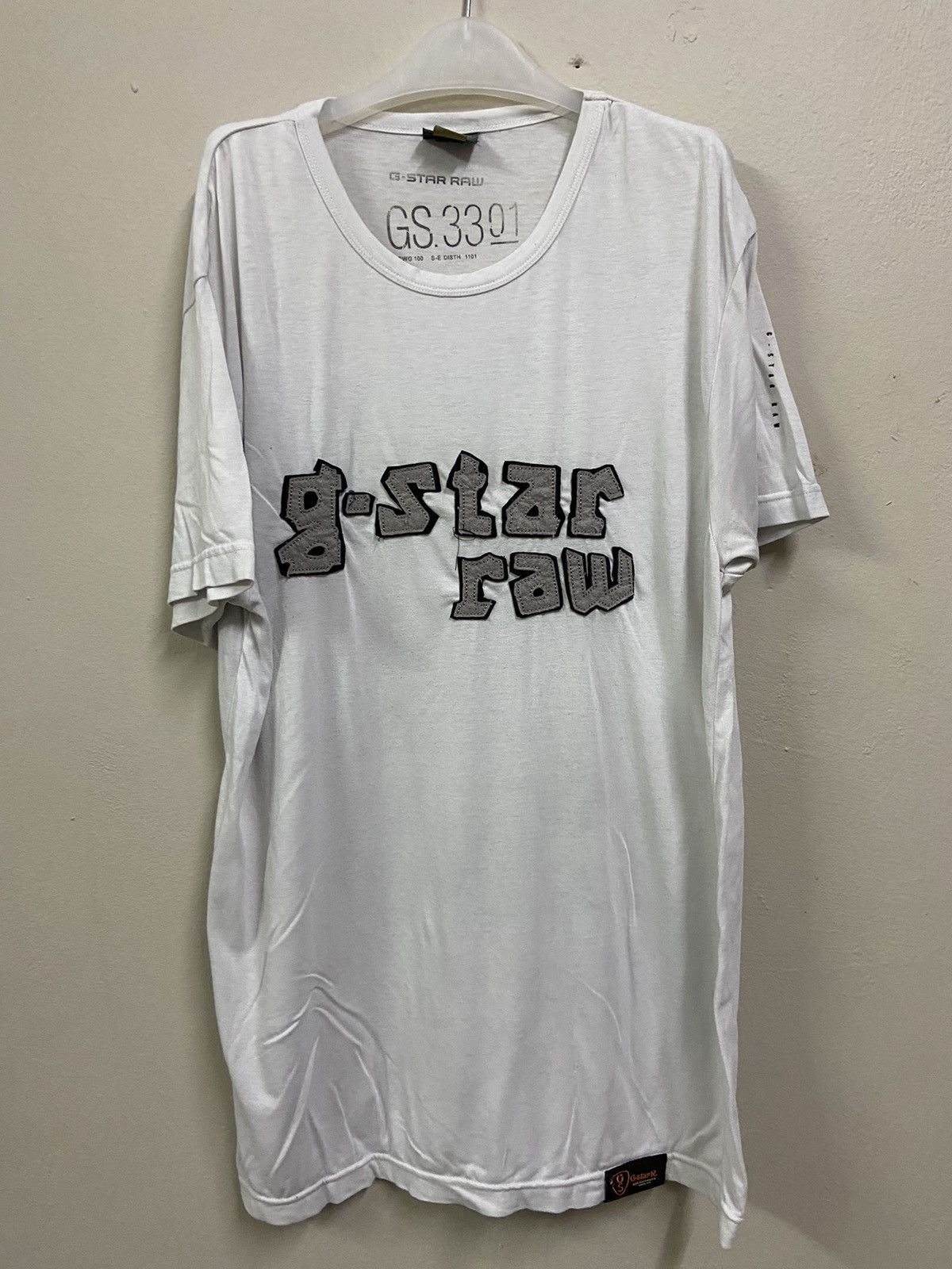 G-Star G Star Raw T-Shirt White Big Central Logo Size US XL / EU 56 / 4 - 1 Thumbnail