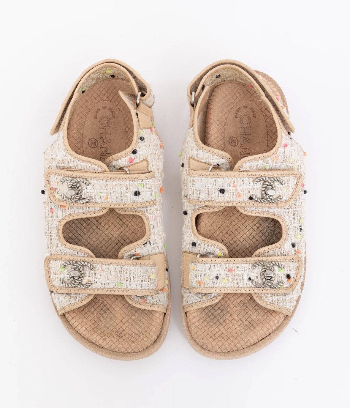 Chanel Authenticity Certificate✅ Chanel Tweed Dad Sandals 💕 Size US 8 / IT 38 - 3 Thumbnail