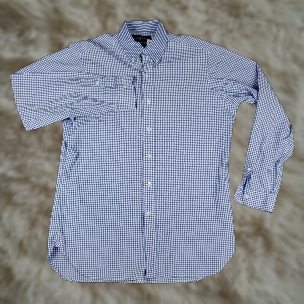 Ralph Lauren Ralph Lauren Shirt Mens 15.5 Blue Check Pony Dress Button Up Long Sleeve Size 42R - 1 Thumbnail