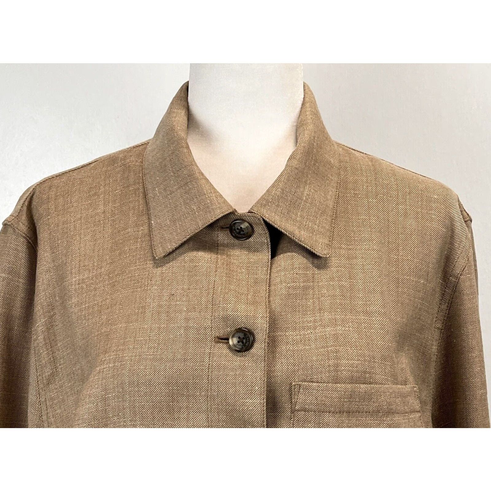 Ralph Lauren VINTAGE Lauren Ralph Lauren Shirt Jacket Shacket Womens 1X Plus Wool Linen Brown w/ Wool Lining Size XL / US 12-14 / IT 48-50 - 5 Thumbnail