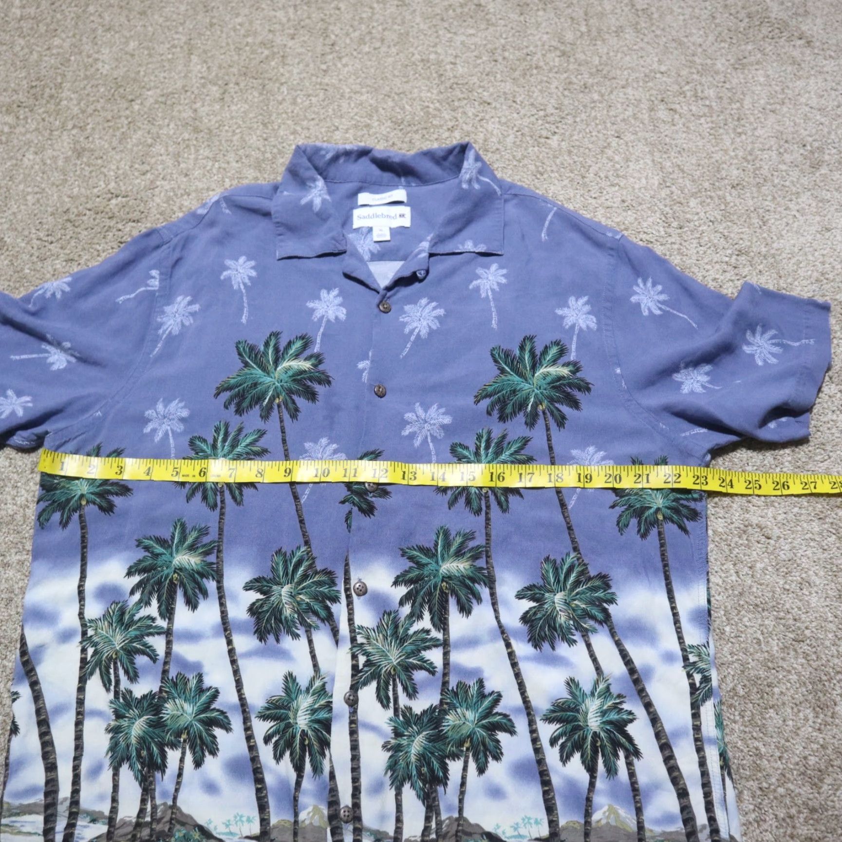 Vintage Saddlebred Shirt Hawaiian Button-Down Short Sleeve XL Blue Floral Palm Tree Men's Size XL Size US XL / EU 56 / 4 - 4 Thumbnail