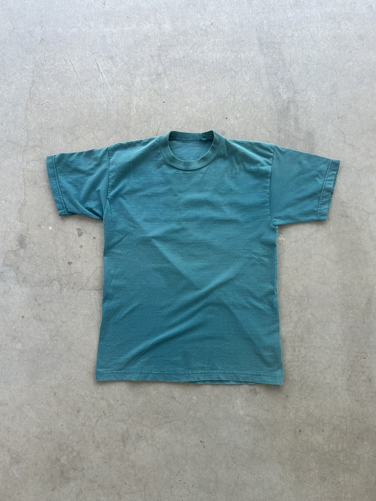 Vintage Vintage Selvedge Sunfaded Aqua Blank T Shirt Size US M / EU 48-50 / 2 - 1 Thumbnail