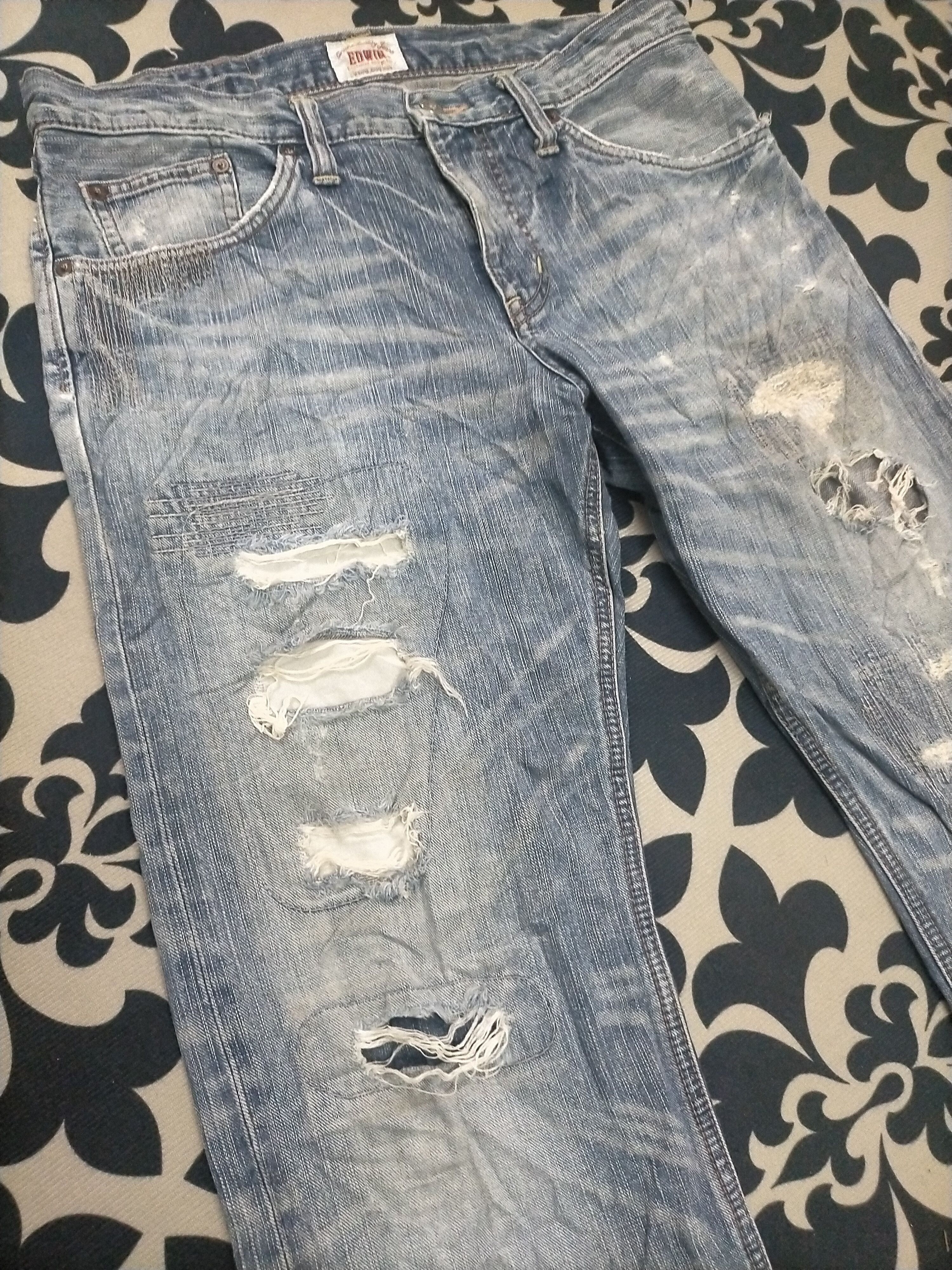 Edwin 🔥Ripped🔥 Edwin xv Distressed Insane Jeans Size US 33 - 4 Thumbnail