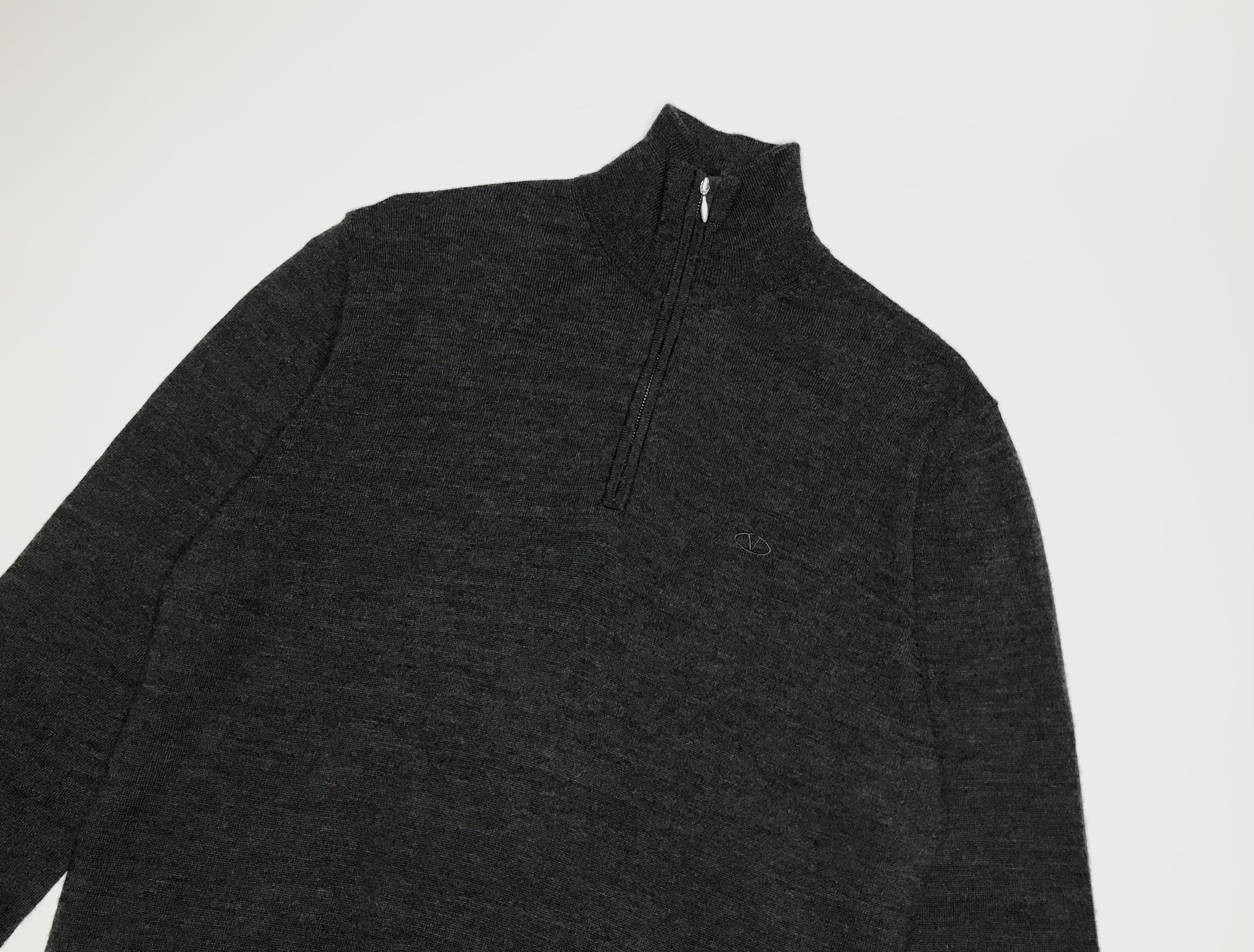 Valentino Valentino Wool 1/4 Zip Jumper Mens Sz L Gray Size US M / EU 48-50 / 2 - 2 Thumbnail