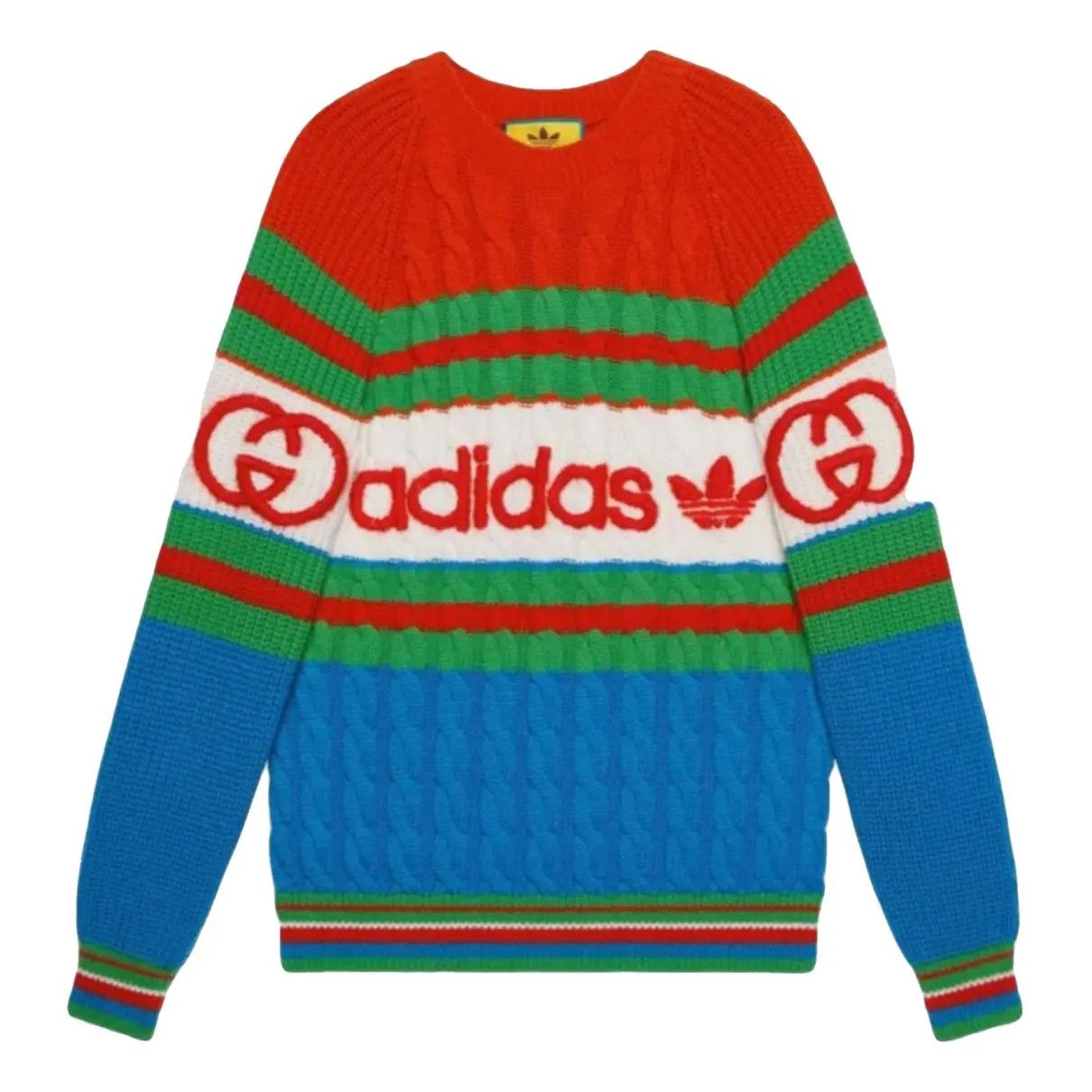 Gucci XS Gucci adidas Cable Knit Sweater Blue Green Red Wool Size XS / US 0-2 / IT 36-38 - 1 Thumbnail