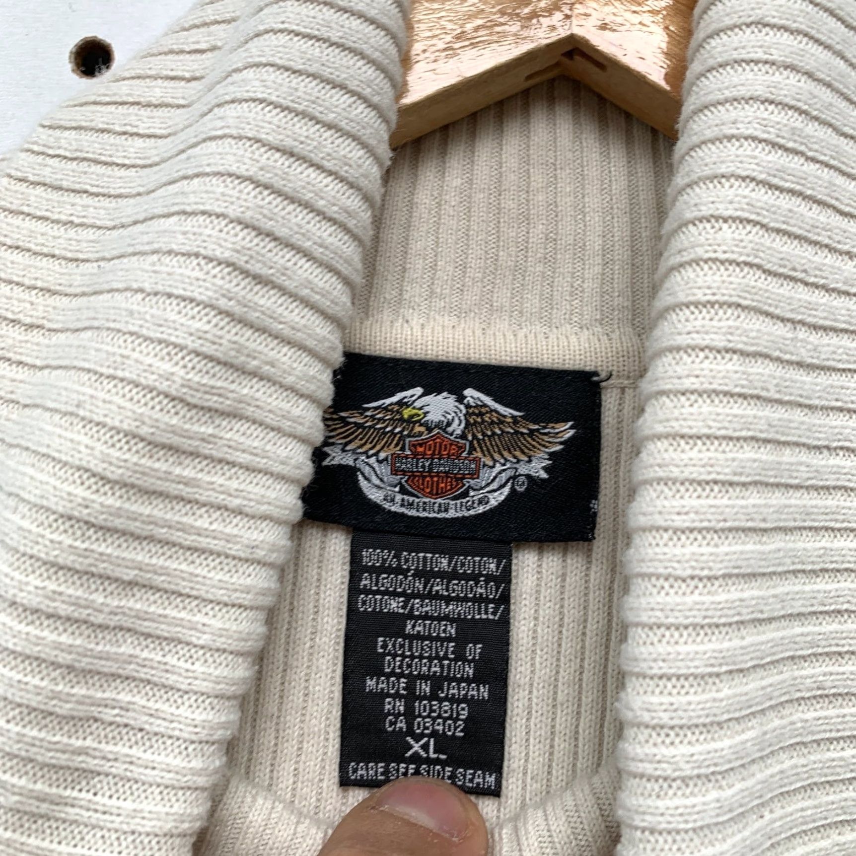 Harley Davidson VINTAGE Harley-Davidson Sweater Womens XL Beige Y2K Embroidered Logo Ribbed Pullover Knit Winter Casual Size XL / US 12-14 / IT 48-50 - 4 Thumbnail