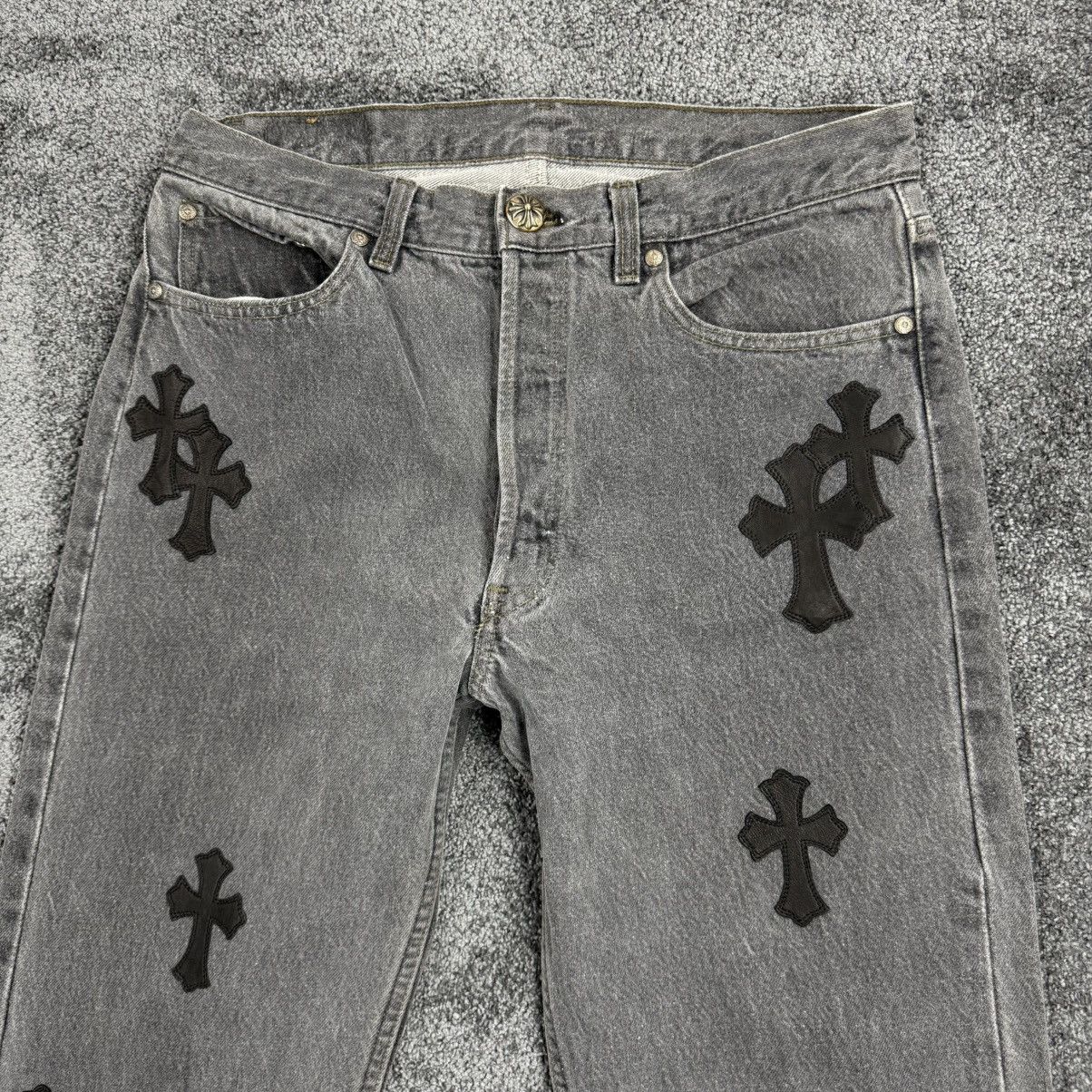 Chrome Hearts Chrome Hearts Grey Levi‘s 501 Black Patch Denim Size US 31 - 3 Thumbnail