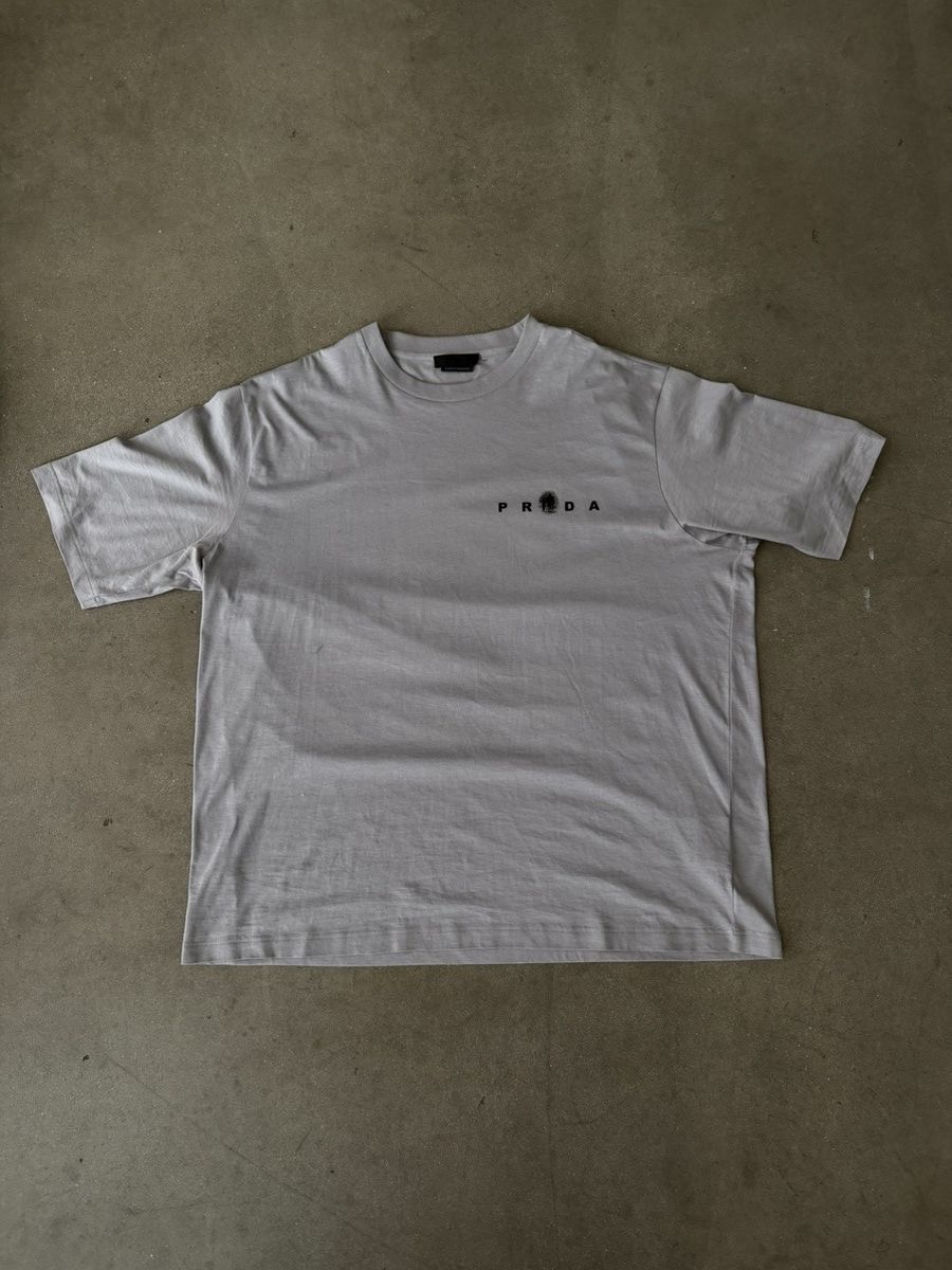 Prada ARCHIVAL!Prada Grey Printed Cotton Jersey T-Shirt Size US XXL / EU 58 / 5 - 1 Thumbnail