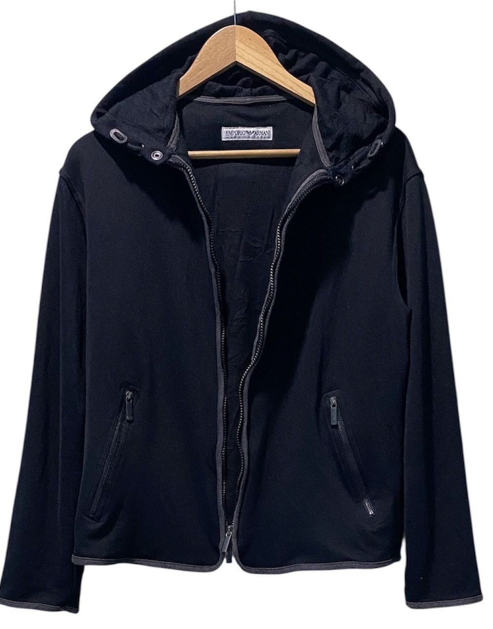 Emporio Armani Emporio Armani Hooded Zip Jacket Wool Knit Minimalist Style Size US S / EU 44-46 / 1 - 2 Thumbnail