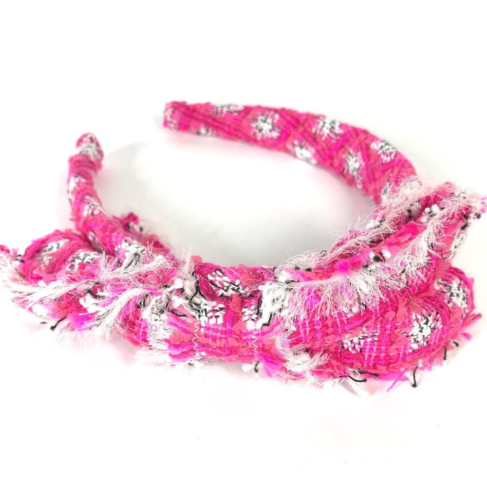 Chanel Chanel 14S Ribbon Li-Bon Headband Hair Band Accessory Horseshoe-Shaped Hairband Tweed Women Pink Size ONE SIZE - 1 Thumbnail