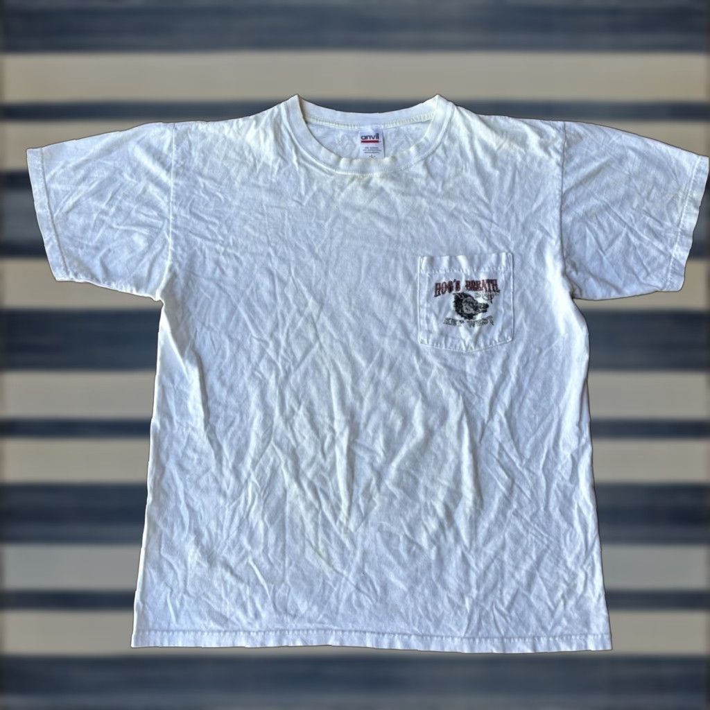 Anvil VINTAGE Y2K Hog's Breath Saloon Key West Biker T Shirt Large White Cotton Anvil Logo 3D Emblem Motorcycle Rockabilly USA Men Size US L / EU 52-54 / 3 - 1 Thumbnail