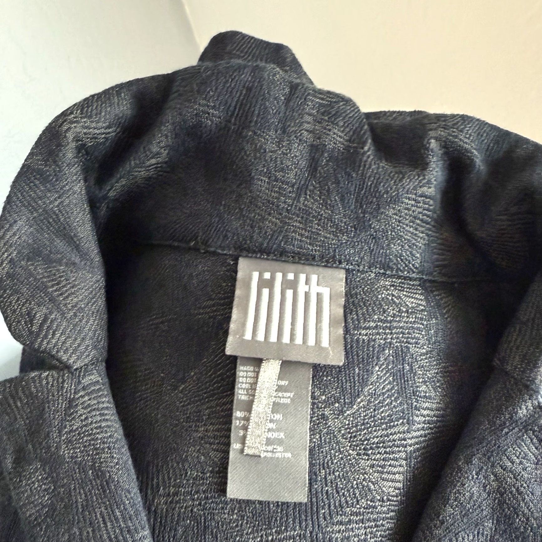 Vintage Lilith Textured Jacket Navy Blue Minimalist Lagenlook M/L 42 Wool Blend Mens Womens Girls Boys Size M / US 6-8 / IT 42-44 - 8 Thumbnail