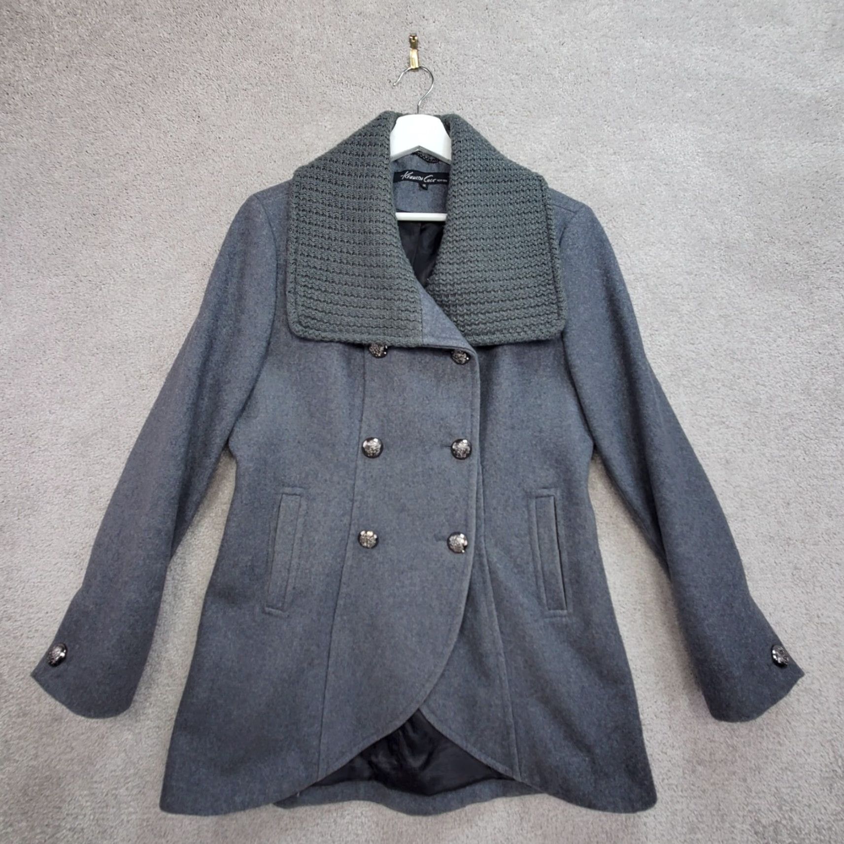 VINTAGE Kenneth Cole New York Pea Coat Women's 14 Wool Double